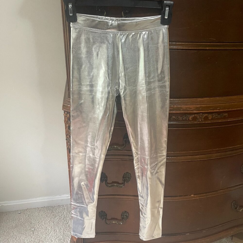 J.Crew Girls Silver Metallic Leggings – Size 10